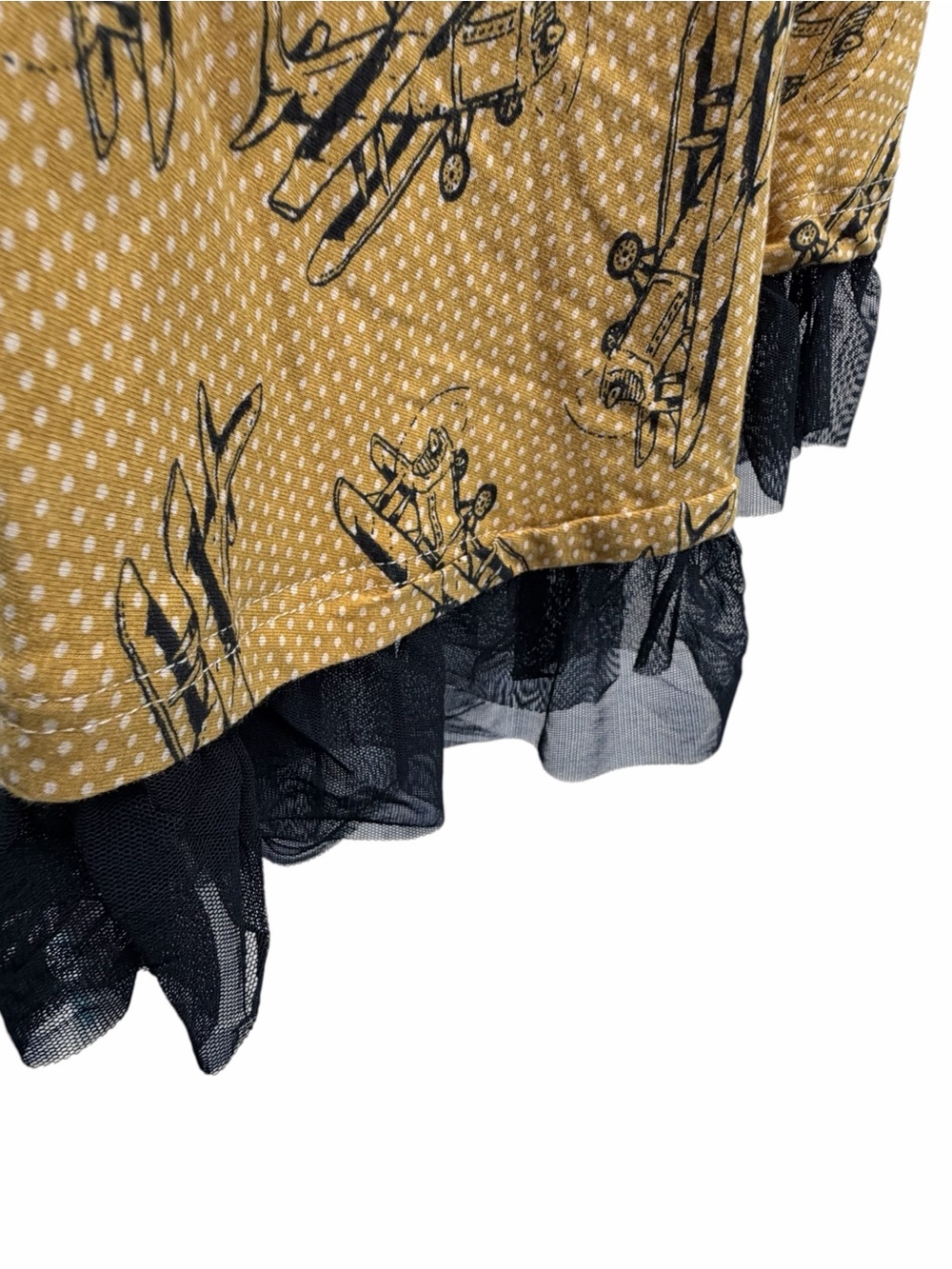 Effie’s Heart Airplane Print Fit & Flare Dress Mustard Black - Picture 6 of 6